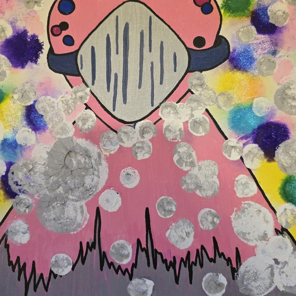 HANDCRAFTED Abstract Alien Painting HANDMADE Artwork HANDPAINTED Wall Art Decor - Picture 8 of 17